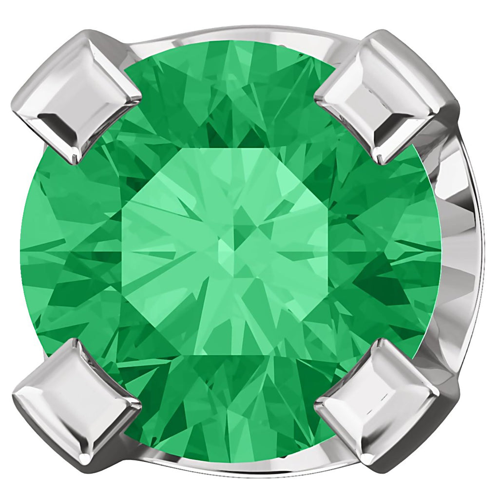 2mm, 0.06cts Chatham Created Emerald 4-Prong Screw Back Stud Earrings 14K White Gold - 1000Jewels.com