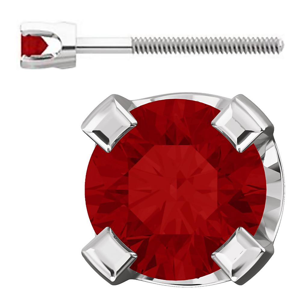 2mm, 0.06cts Genuine Natural Garnet 4-Prong Screw Back Stud Earrings 14K White Gold - 1000Jewels.com