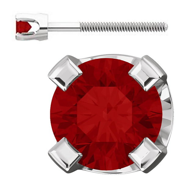 2mm, 0.06cts Trustmark Created Red Ruby 4-Prong Screw Back Stud Earrings 14K White Gold - 1000Jewels.com