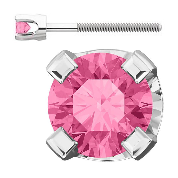 2mm, 0.06cts Genuine Natural Tourmaline 4-Prong Screw Back Stud Earrings 14K White Gold - 1000Jewels.com