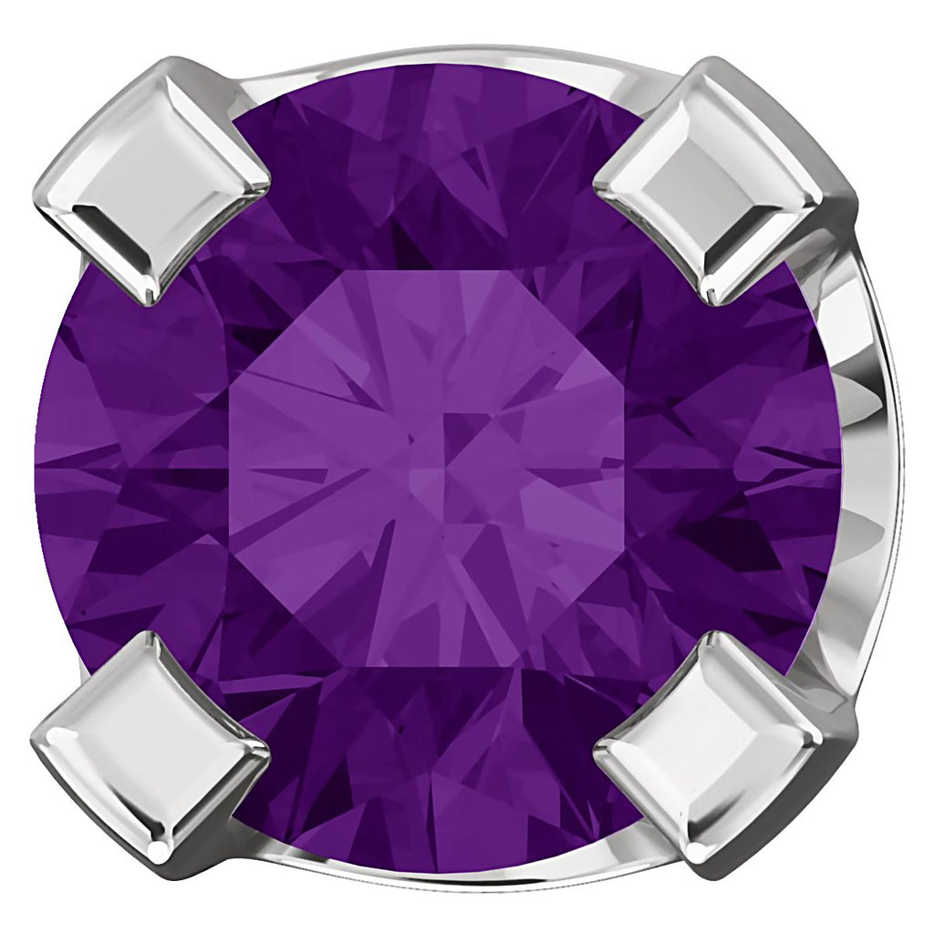 3mm, 0.2cts Genuine Natural Amethyst 4-Prong Screw Back Stud Earrings 14K White Gold - 1000Jewels.com