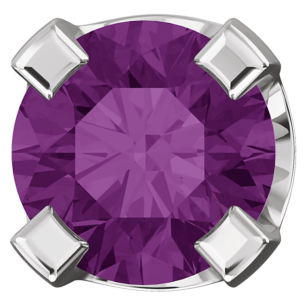 3mm, 0.2cts Simulated Alexandrite 4-Prong Screw Back Stud Earrings 14K White Gold - 1000Jewels.com