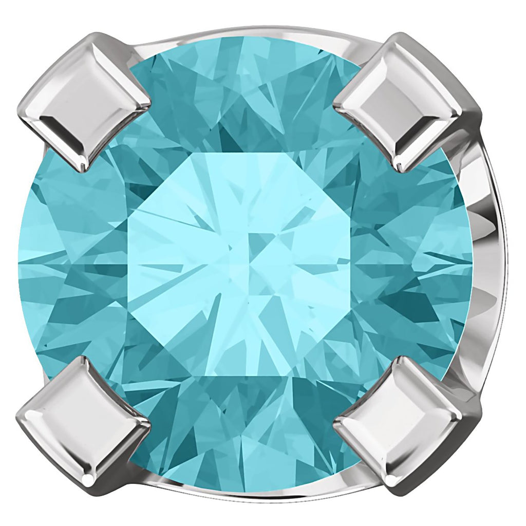 3mm, 0.2cts Simulated Blue Zircon 4-Prong Screw Back Stud Earrings 14K White Gold - 1000Jewels.com