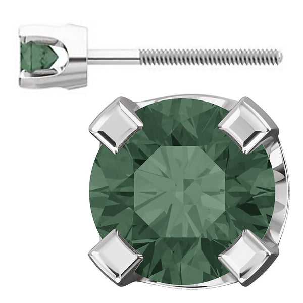 3mm, 0.2cts Color Change Chatham Created Alexandrite Screw Back Earrings 14K White Gold - 1000Jewels.com