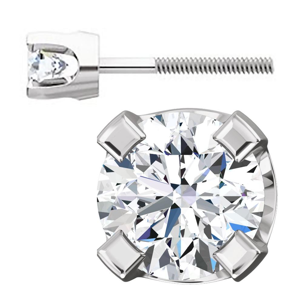 3mm, 0.2cts Ice on Fire CZ 4-Prong Screw Back Stud Earrings 14K White Gold - 1000Jewels.com
