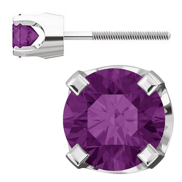 4mm, 0.5cts Trustmark Created Alexandrite Screw Back Earrings 14K White Gold - 1000Jewels.com