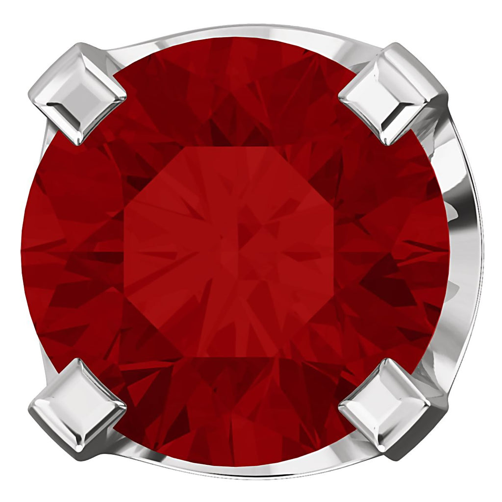 4mm, 0.5cts Chatham Created Red Ruby 4-Prong Screw Back Stud Earrings 14K White Gold - 1000Jewels.com
