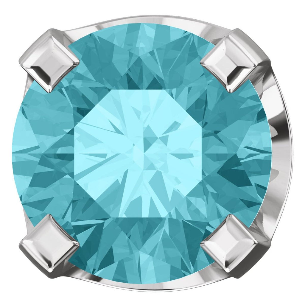 4mm, 0.5cts Genuine Natural Blue Zircon 4-Prong Screw Back Stud Earrings 14K White Gold - 1000Jewels.com