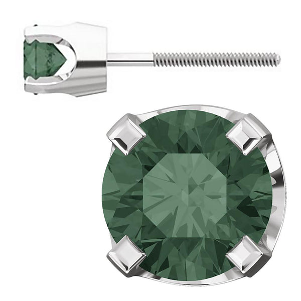 4mm, 0.5cts Color Change Chatham Created Alexandrite Screw Back Earrings 14K White Gold - 1000Jewels.com