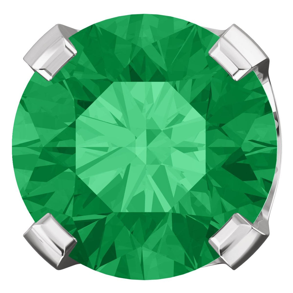 6mm, 1.5cts Trustmark Created Emerald 4-Prong Screw Back Stud Earrings 14K White Gold - 1000Jewels.com