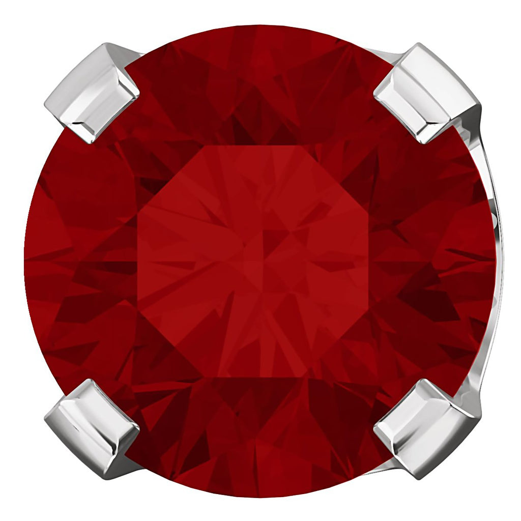 6mm, 1.5cts Chatham Created Red Ruby 4-Prong Screw Back Stud Earrings 14K White Gold - 1000Jewels.com