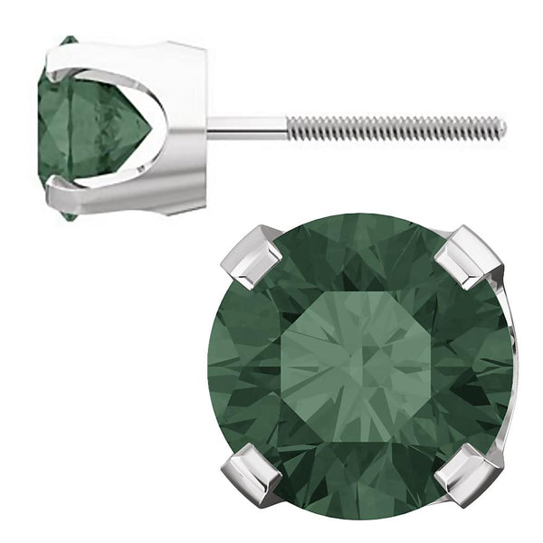 6mm, 1.5cts Color Change Chatham Created Alexandrite Screw Back Earrings 14K White Gold - 1000Jewels.com