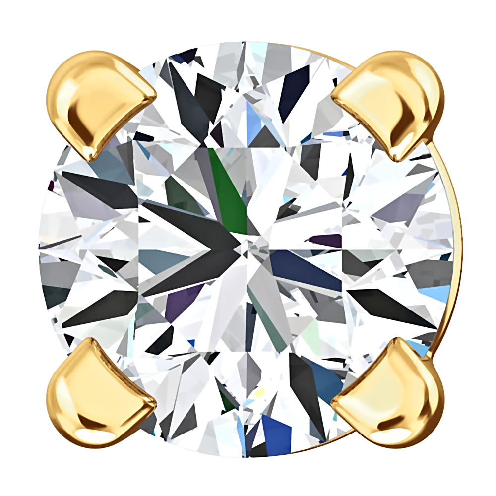 3mm, Brilliant Cut Ice on Fire Diamond CZ 14K Yellow Gold Cast Basket Stud Earrings