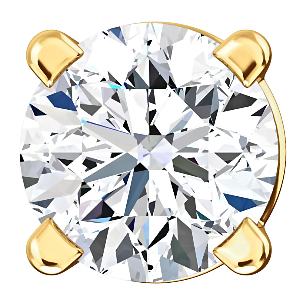 4mm, Brilliant Cut Ice on Fire Diamond CZ 14K Yellow Gold Cast Basket Stud Earrings