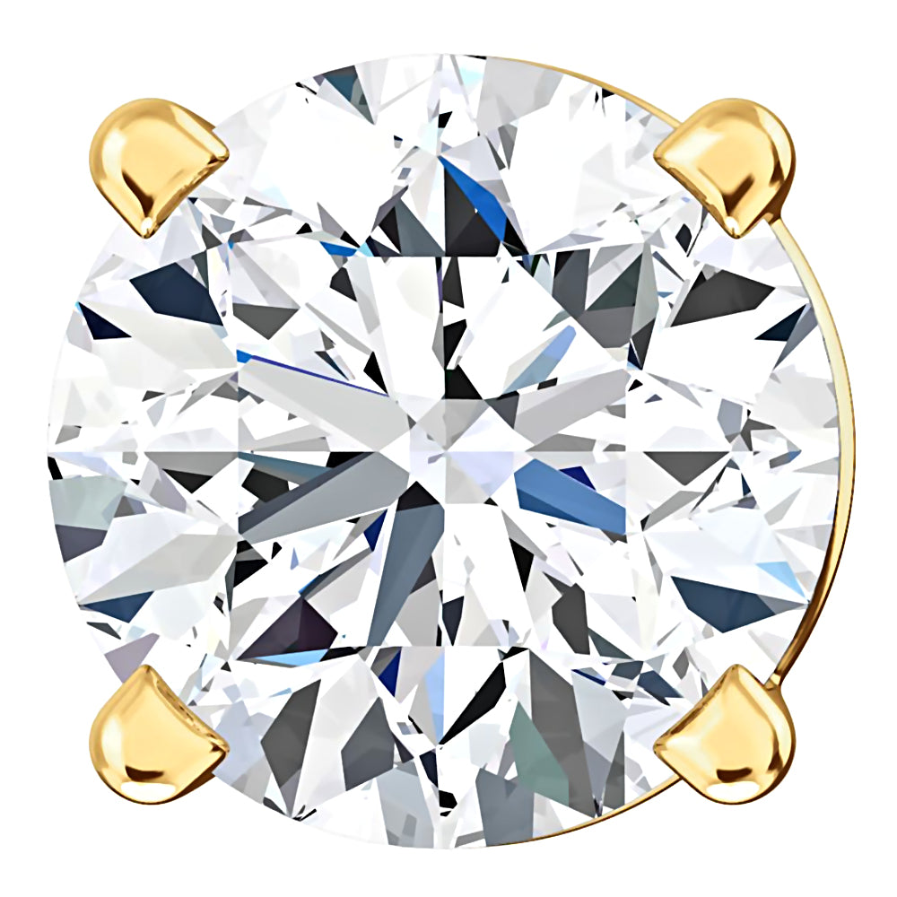 5mm, Brilliant Cut Ice on Fire Diamond CZ 14K Yellow Gold Cast Basket Stud Earrings