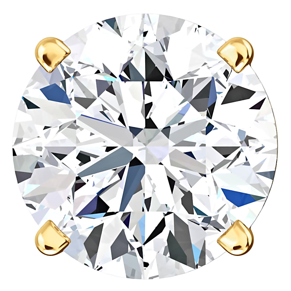 7mm, Brilliant Cut Ice on Fire Diamond CZ 14K Yellow Gold Cast Basket Stud Earrings