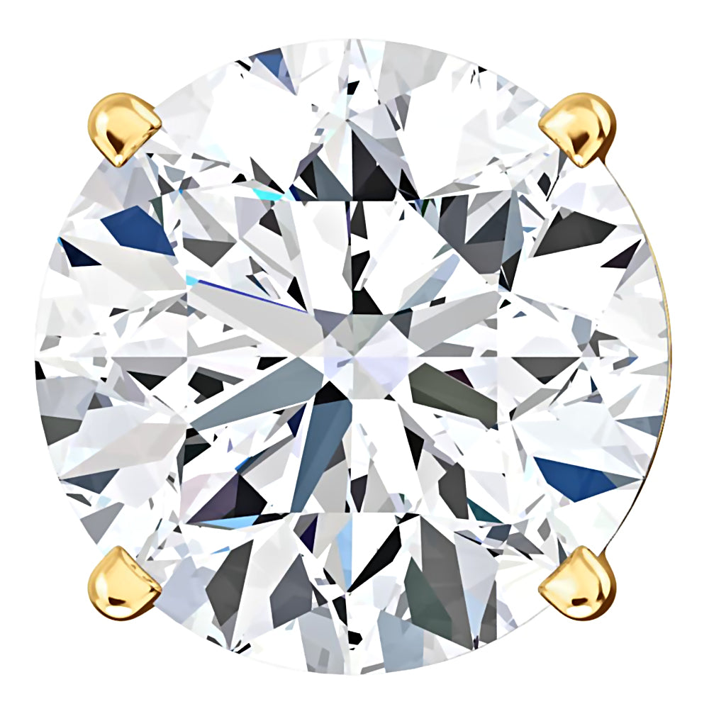 8mm, Brilliant Cut Ice on Fire Diamond CZ 14K Yellow Gold Cast Basket Stud Earrings