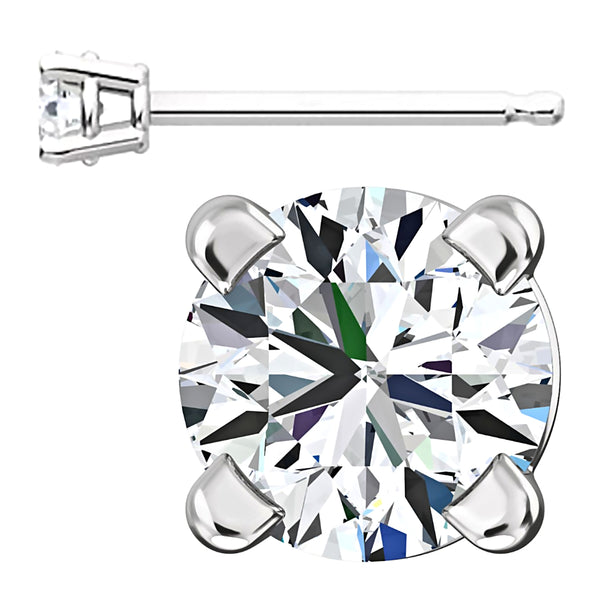 3mm, Brilliant Cut Ice on Fire Diamond CZ 14K White Gold Cast Basket Stud Earrings