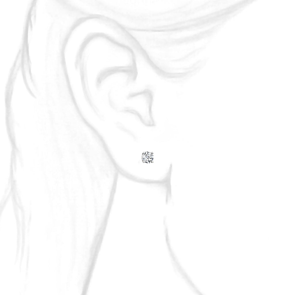 4mm, Brilliant Cut Ice on Fire Diamond CZ 14K White Gold Cast Basket Stud Earrings