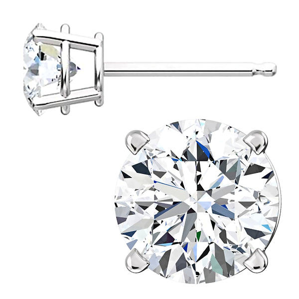 6mm, Brilliant Cut Ice on Fire Diamond CZ 14K White Gold Cast Basket Stud Earrings