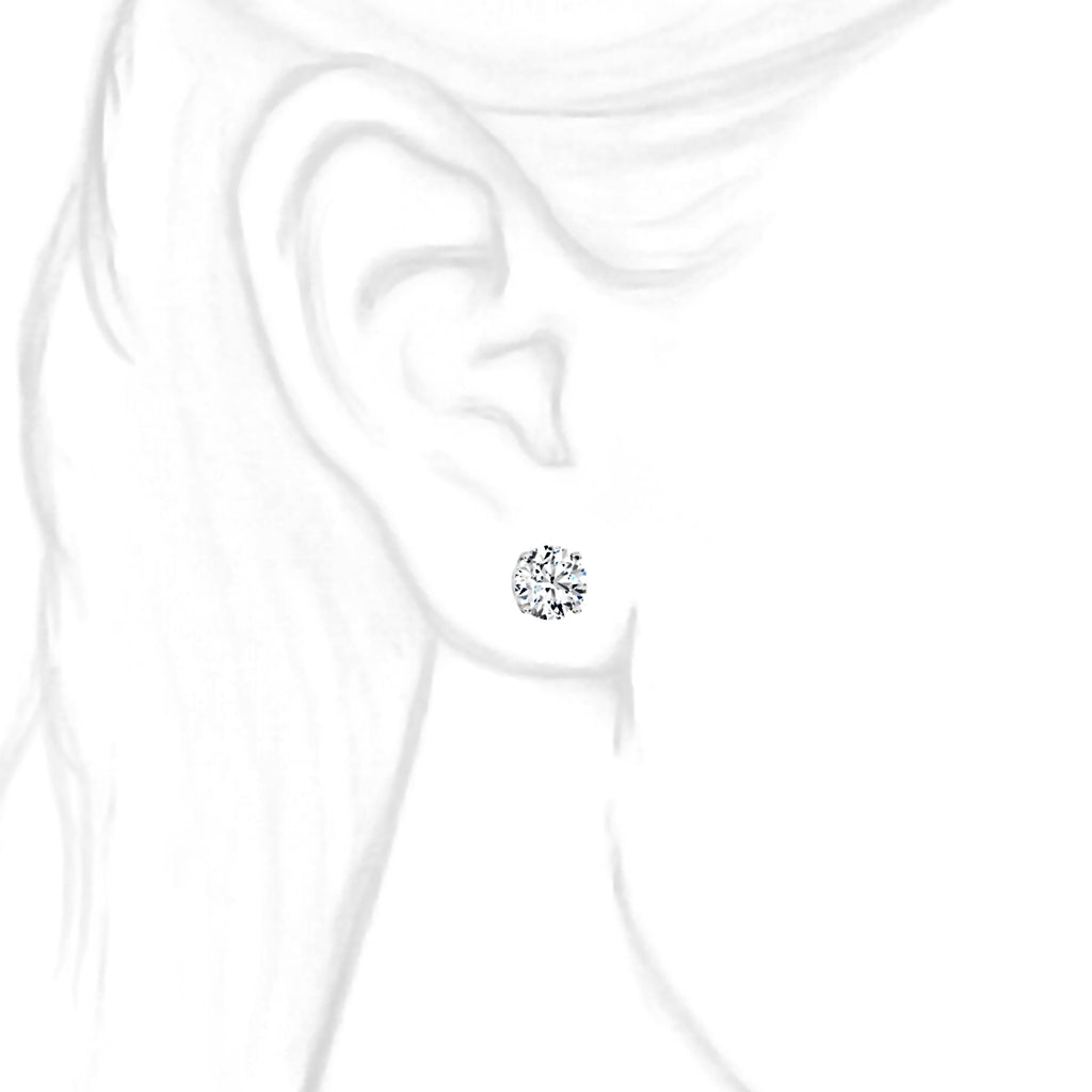 7mm, Brilliant Cut Ice on Fire Diamond CZ 14K White Gold Cast Basket Stud Earrings