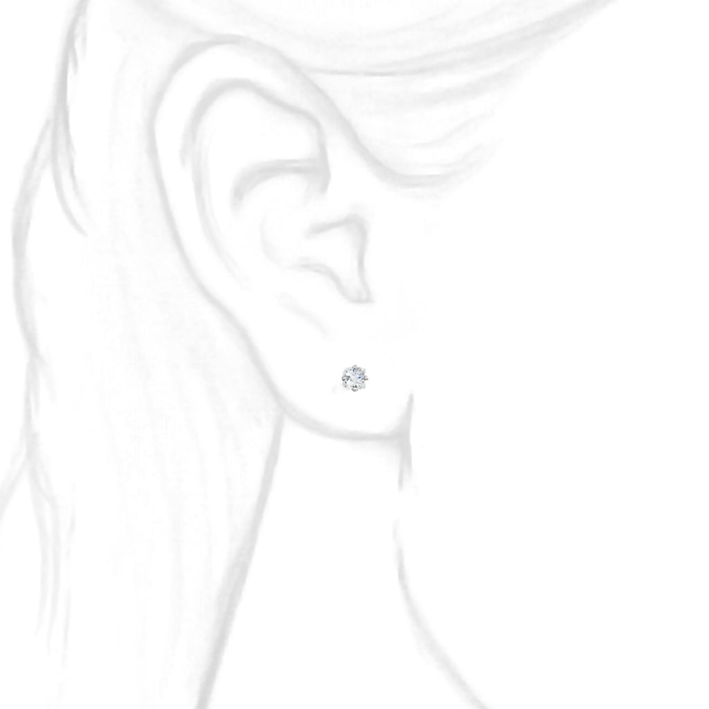 3mm, Princess Cut Ice on Fire Diamond CZ 14K White Gold Side-Set Cast Basket Stud Earrings