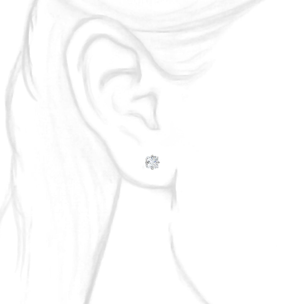 4mm, Princess Cut Ice on Fire Diamond CZ 14K White Gold Side-Set Cast Basket Stud Earrings