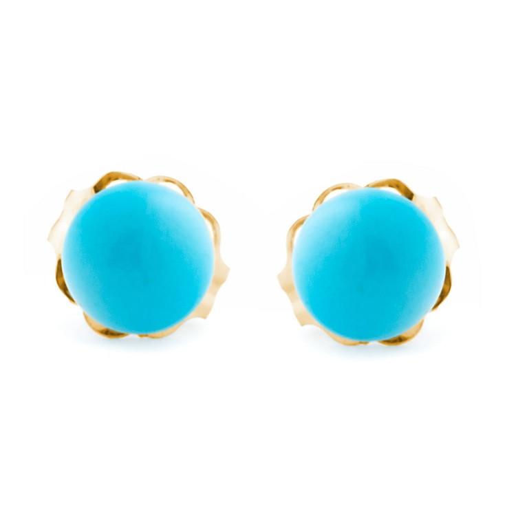 4mm Sleeping Beauty Turquoise Ball Stud Earrings 14-20 Gold Filled