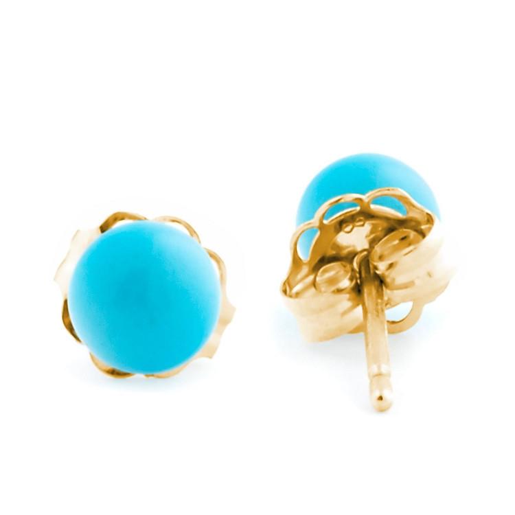 4mm Sleeping Beauty Turquoise Ball Stud Earrings 14-20 Gold Filled