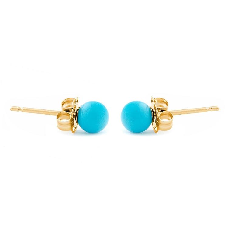 4mm Sleeping Beauty Turquoise Ball Stud Earrings 14-20 Gold Filled