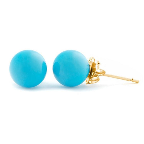 6mm Sleeping Beauty Turquoise Ball Stud Earrings 14-20 Gold Filled