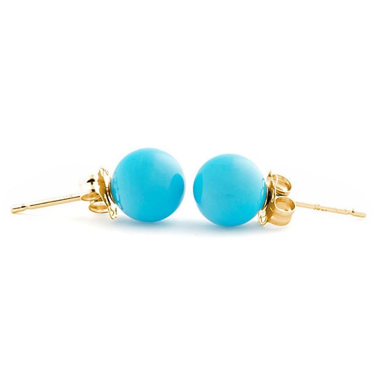 6mm Sleeping Beauty Turquoise Ball Stud Earrings 14-20 Gold Filled