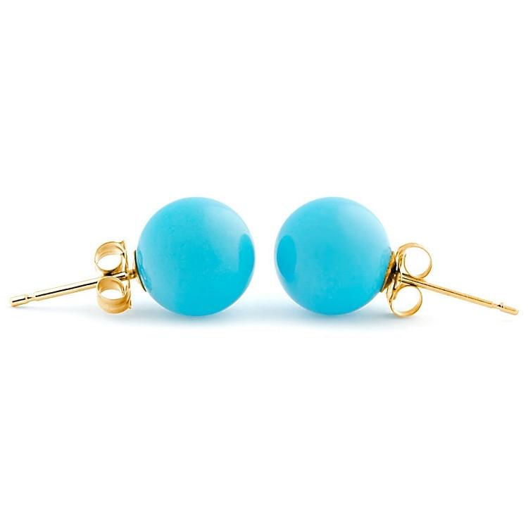 8mm Sleeping Beauty Turquoise Ball Stud Earrings 14-20 Gold Filled