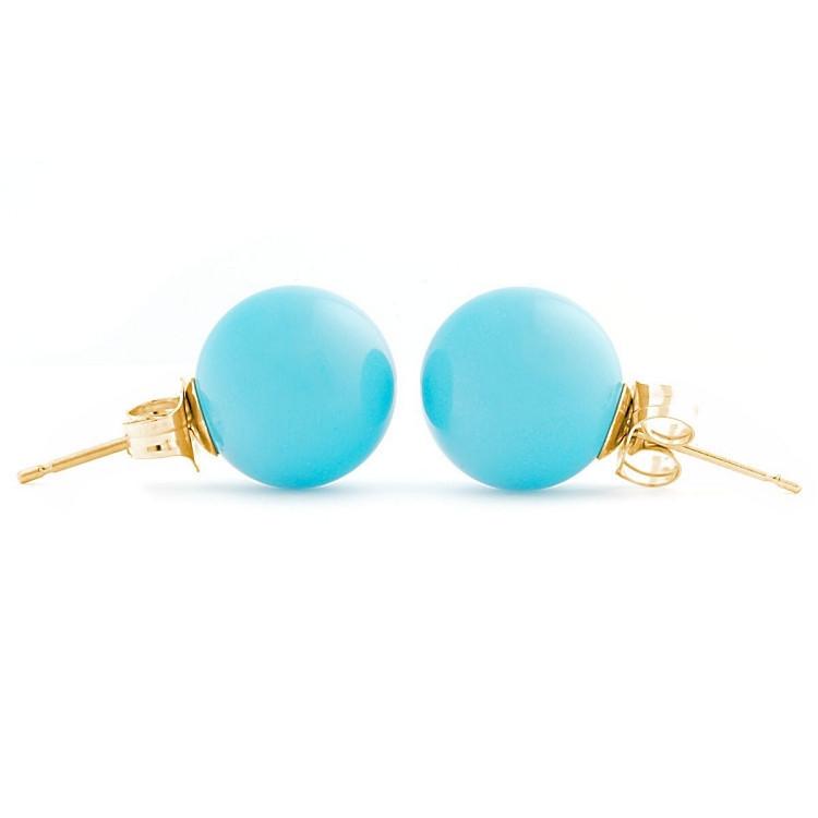 10mm Sleeping Beauty Turquoise Ball Stud Earrings 14-20 Gold Filled
