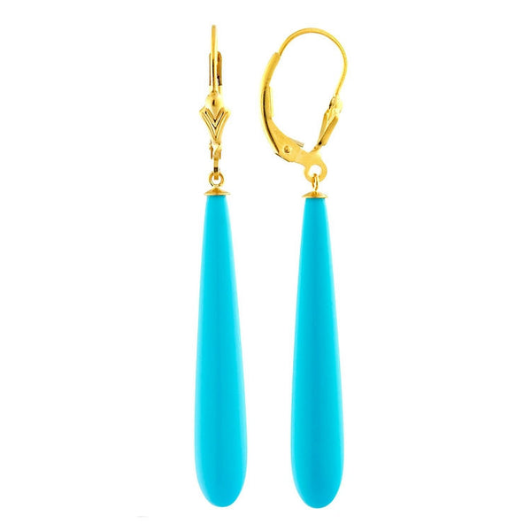 35mm Sleeping Beauty Turquoise Lever Back Earrings 14-20 Gold Filled - Trustmark Jewelers - Earrings - 1