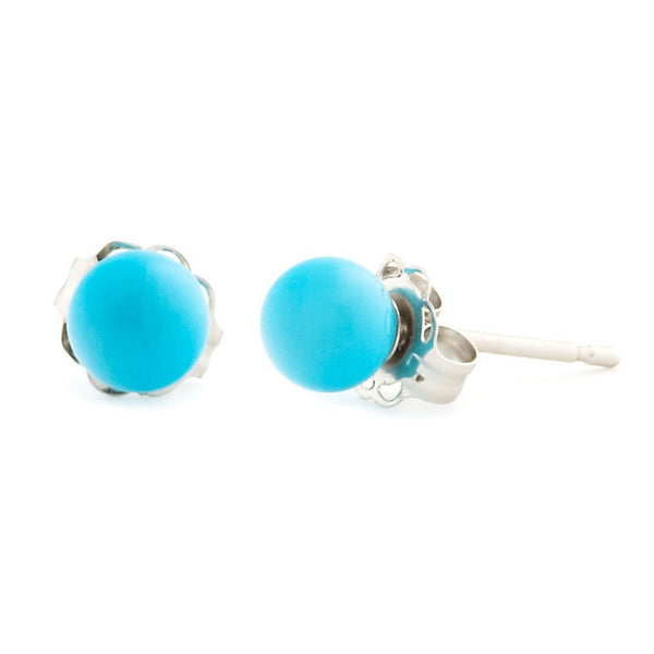 4mm Turquoise Ball Stud Earrings 14K White Gold - Trustmark Jewelers - Earrings - 1