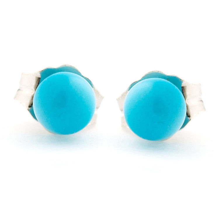 4mm Sleeping Beauty Turquoise Ball Stud Earrings Sterling Silver - Trustmark Jewelers - Earrings - 2