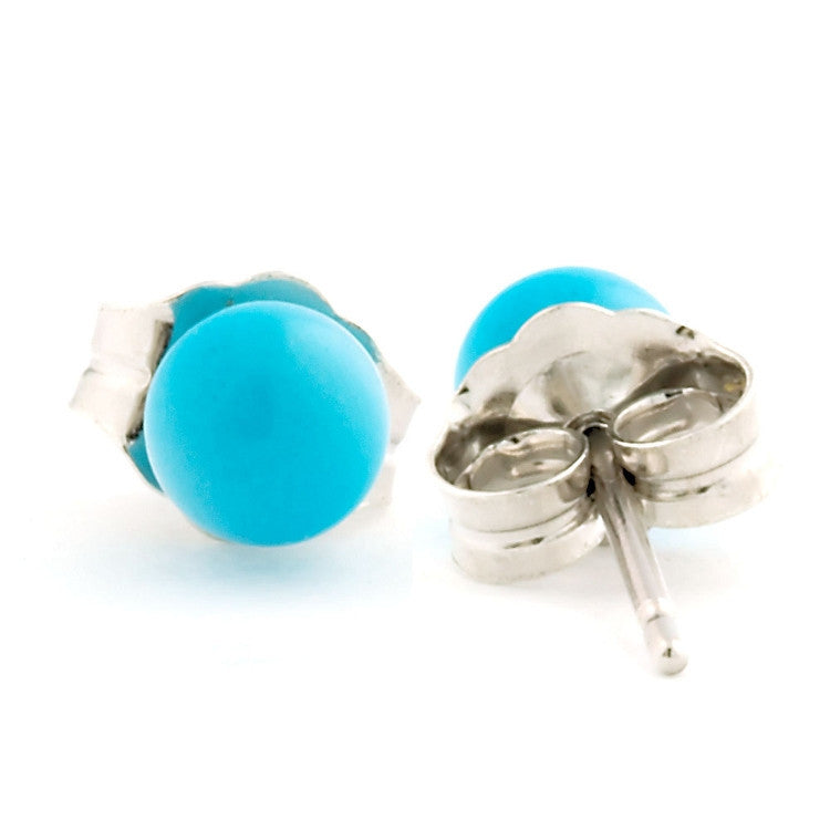 4mm Sleeping Beauty Turquoise Ball Stud Earrings Sterling Silver - Trustmark Jewelers - Earrings - 3