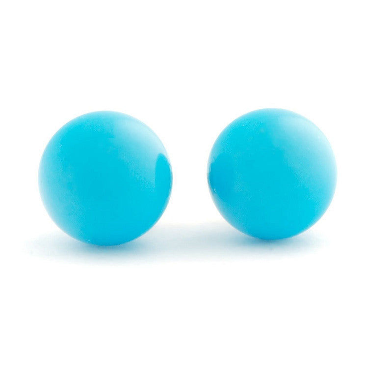 6mm Sleeping Beauty Turquoise Ball Stud Earrings 14K Yellow Gold - Trustmark Jewelers - Earrings - 2