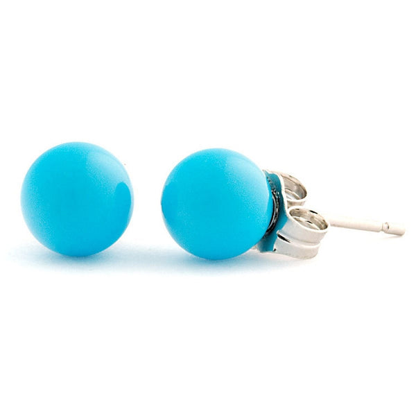 6mm Sleeping Beauty Turquoise Ball Stud Earrings Sterling Silver - Trustmark Jewelers - Earrings - 1