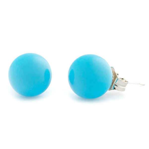 8mm Sleeping Beauty Turquoise Ball Stud Earrings 925 Silver - Trustmark Jewelers - Earrings - 1