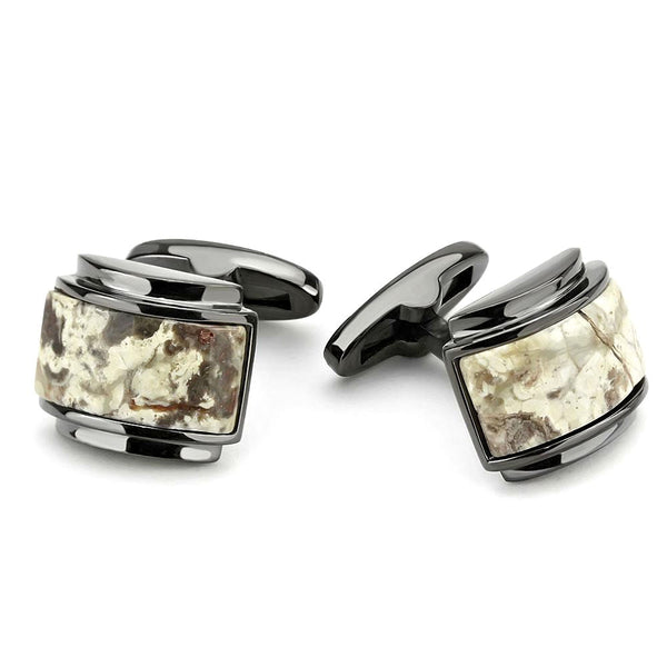 Oligoclase Stripe Cufflinks Stainless Steel IP Light Black
