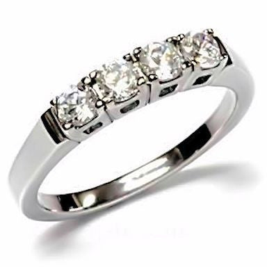 Natalie: 0.64ct Russian Ice Diamond CZ 4 Stone 316 Steel Wedding Band - Trustmark Jewelers - Wedding Bands - 1