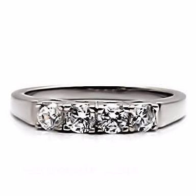 Natalie: 0.64ct Russian Ice Diamond CZ 4 Stone 316 Steel Wedding Band - Trustmark Jewelers - Wedding Bands - 2