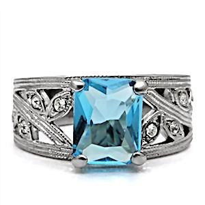 Aquiair: 3.12cts Aquamarine Crystal & IOF CZ Cocktail Engagement Ring - Trustmark Jewelers - Fashion Rings - 1