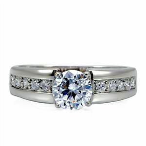 Danara: Classic Stainless Steel Russian Ice Diamond CZ Engagement Ring - Trustmark Jewelers - Engagement Rings - 1