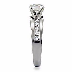 Danara: Classic Stainless Steel Russian Ice Diamond CZ Engagement Ring - Trustmark Jewelers - Engagement Rings - 3