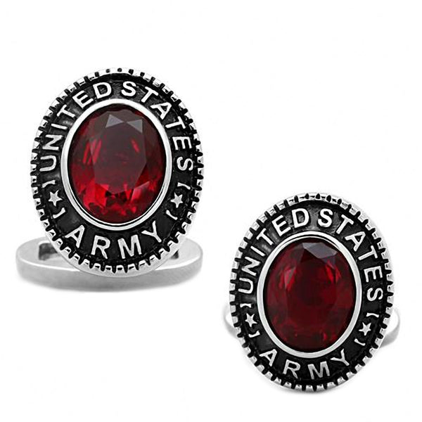 Army: Mens 6ct Oval cut Siam Ruby Crystal United States Army Cufflinks - Trustmark Jewelers - Cufflinks