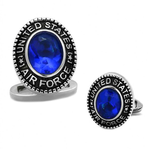 Air Force: 6ct Oval cut Blue Sapphire Crystal US Air Force Cufflinks - Trustmark Jewelers - Cufflinks