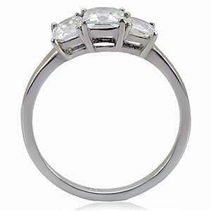 Malena: Stunning 3 Stone Russian Ice Diamond CZ Steel Engagement Ring - Trustmark Jewelers - Engagement Rings - 3